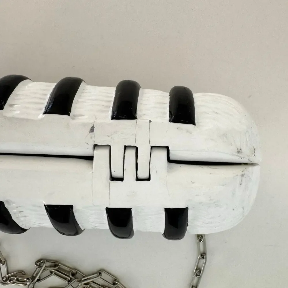 Timmy Woods Piano Wood Clutch Minaudiere Bag Black/White Striped Rare Musical